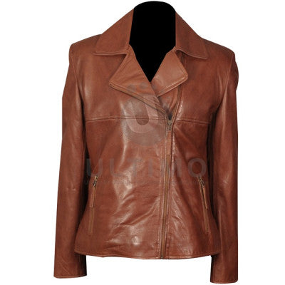 Emperio Brown Leather Biker Jacket