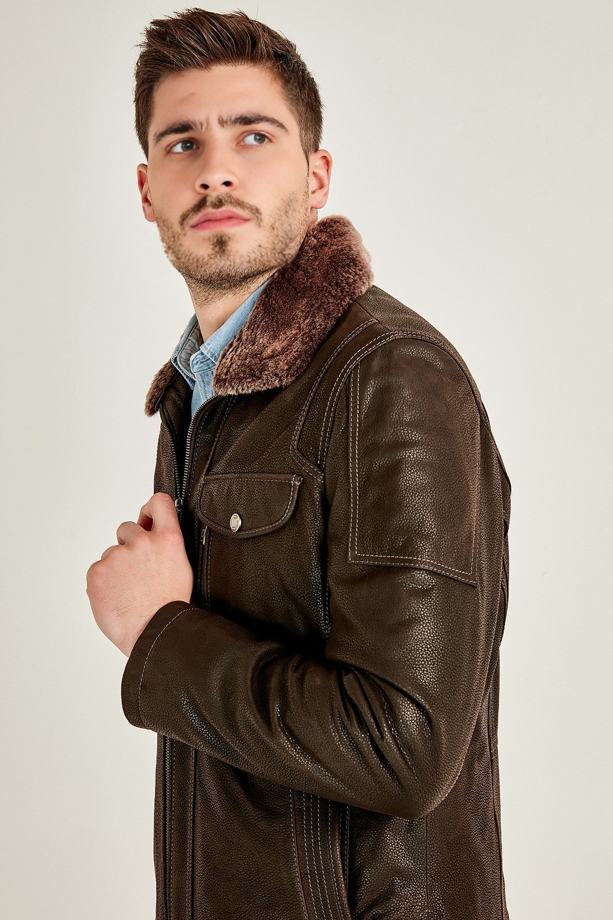 Angelo Men's Brown Leather Jacket