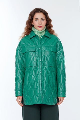 Miracle Women's Green Long Leather Coat
