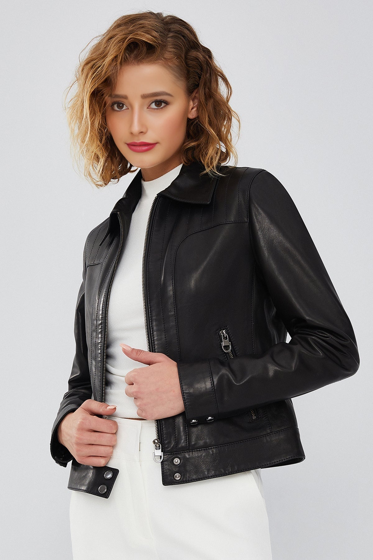 Olympia Women's Black Leather Jacket