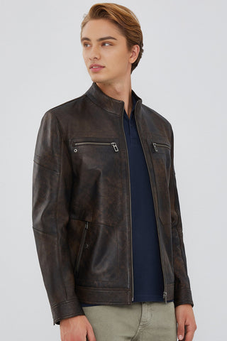 Kimmich Men's Brown Vintage Leather Jacket