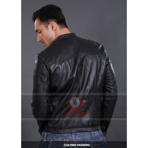 Oblow 17 Again Black Sheepskin Leather Jacket for Men