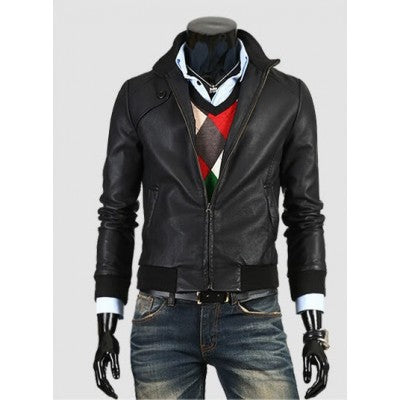 fit Bomber Leather Jacket