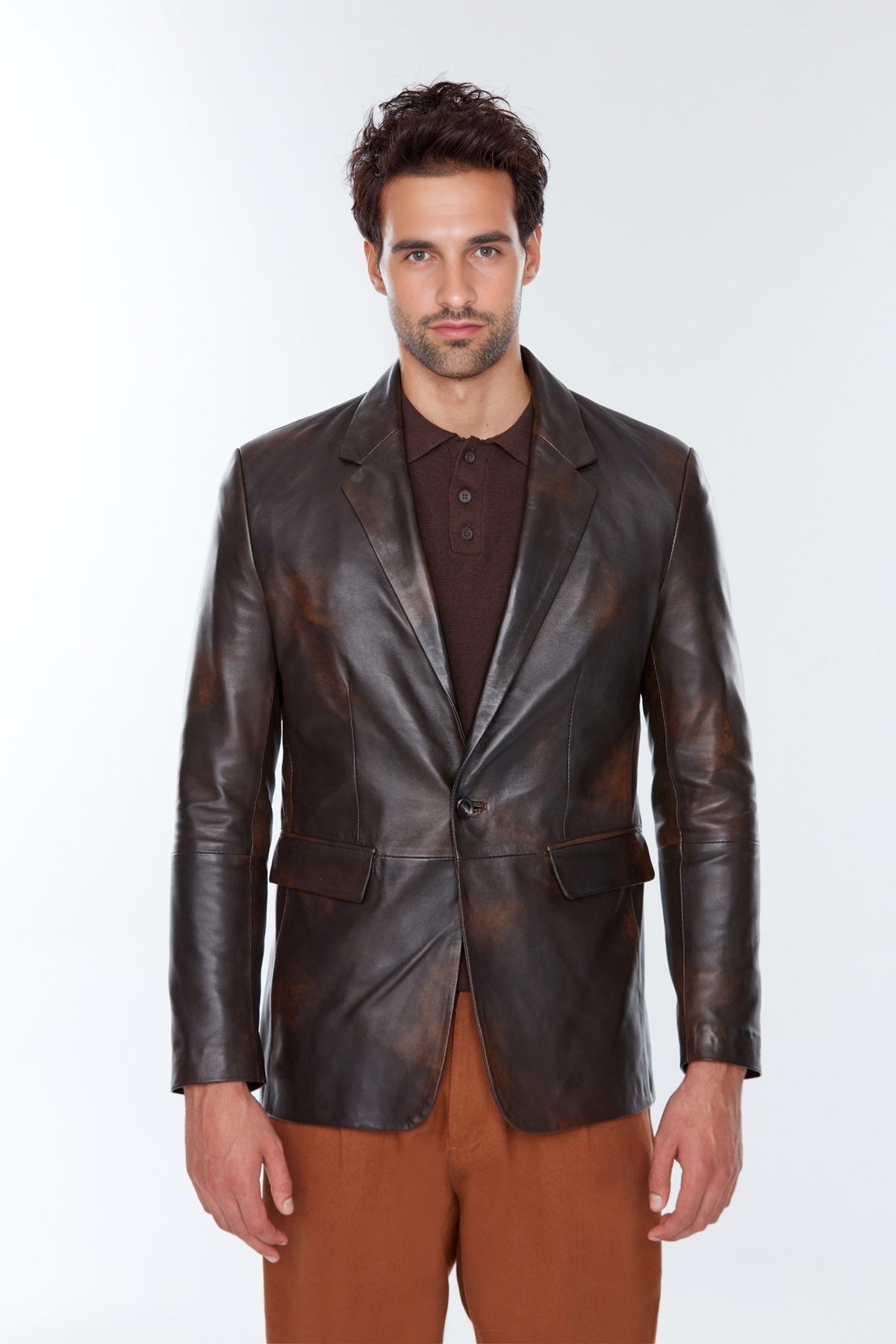 Eriksen Men's Brown Leather Jacket