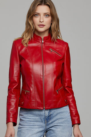 Donna Women's Red Leather Jacket