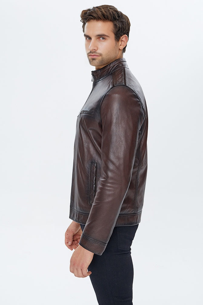 Benzema Men's Brown Leather Jacket