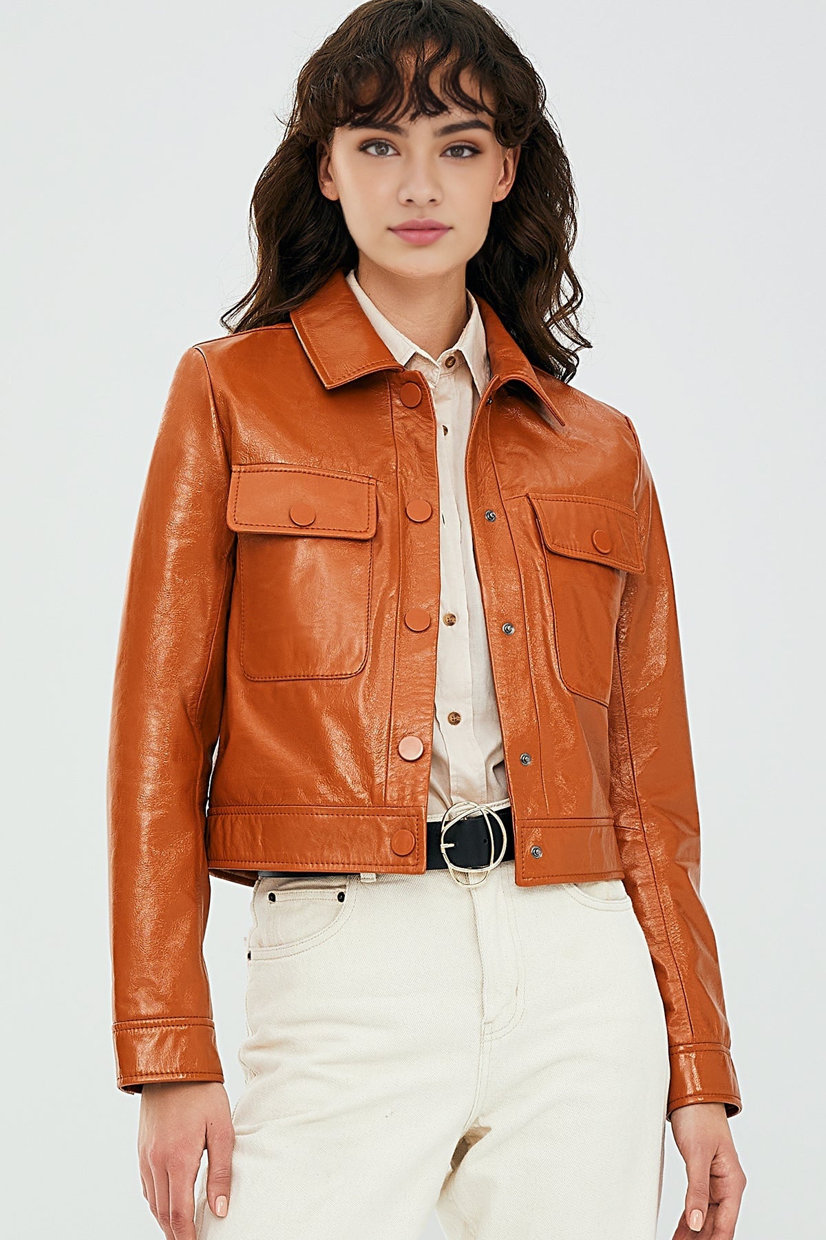 Emma Tile Women's Short Leather Jacket