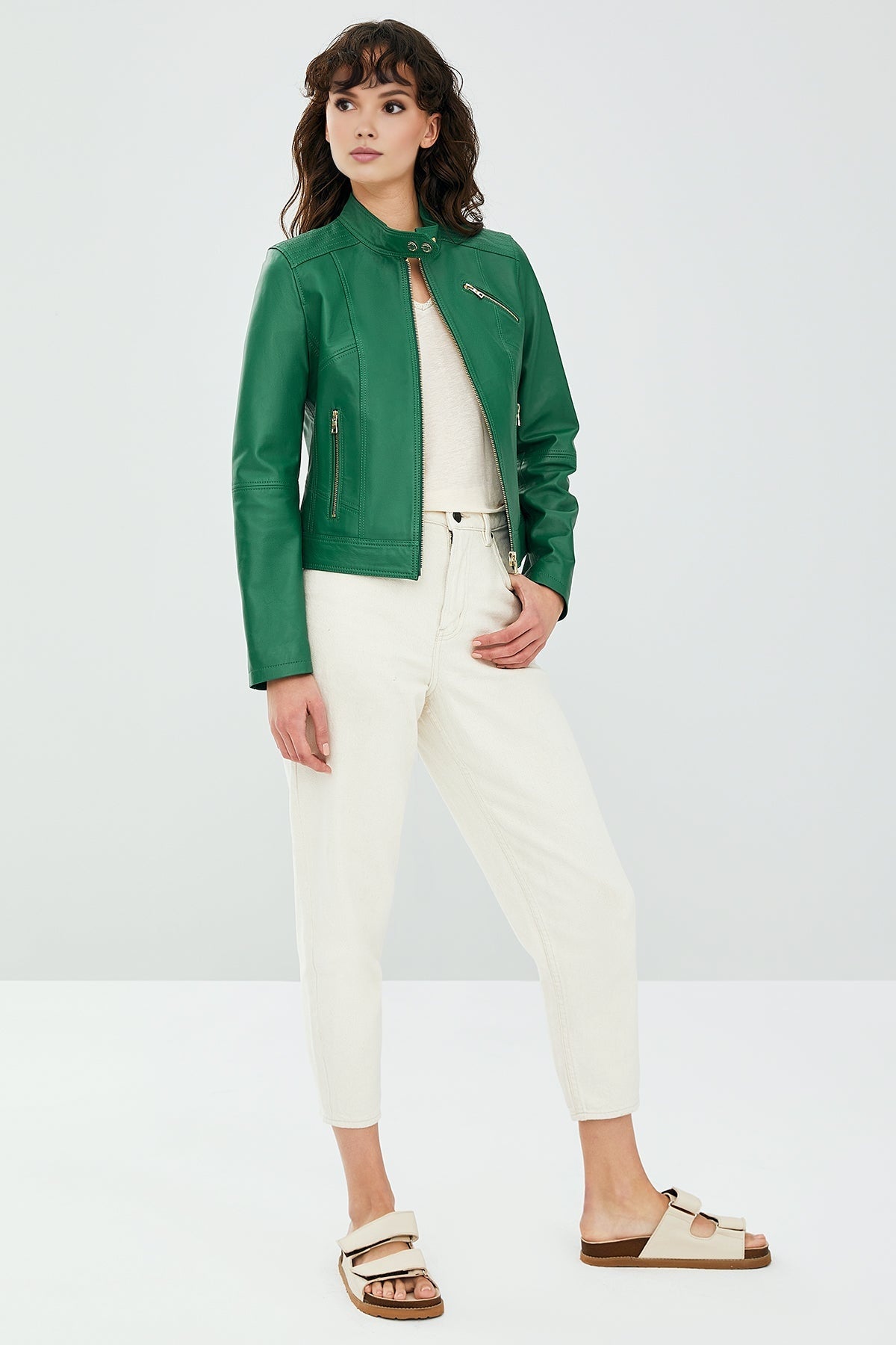 Kylie Women's Green Leather Jacket