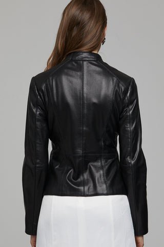 Riva Women's Black Stretch-Fit Leather Jacket