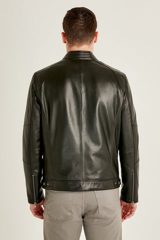 Alanzo Men's Black Leather Jacket