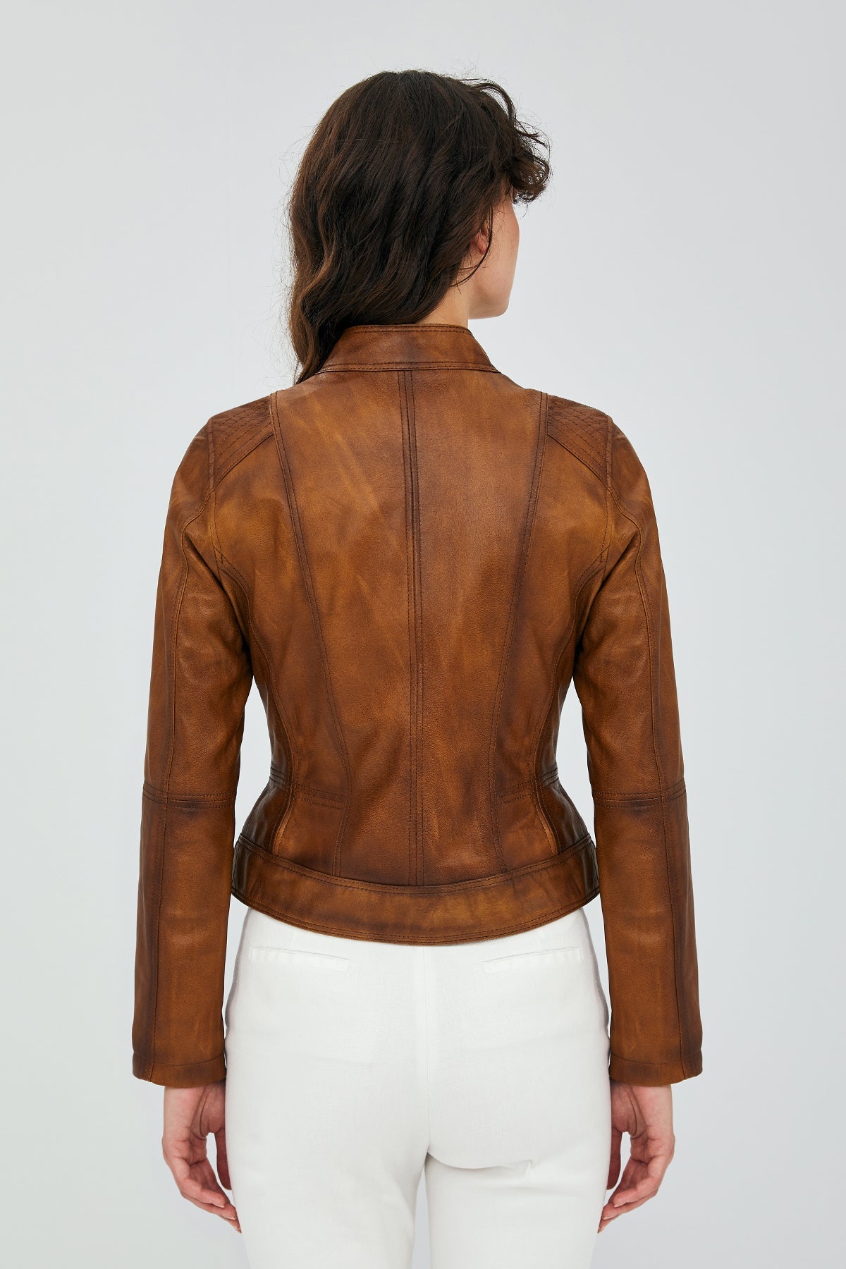 Kylie Women's Camel Leather Jacket