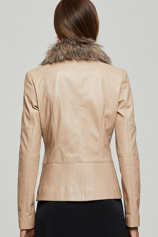 Belinda Women's Beige Leather Jacket