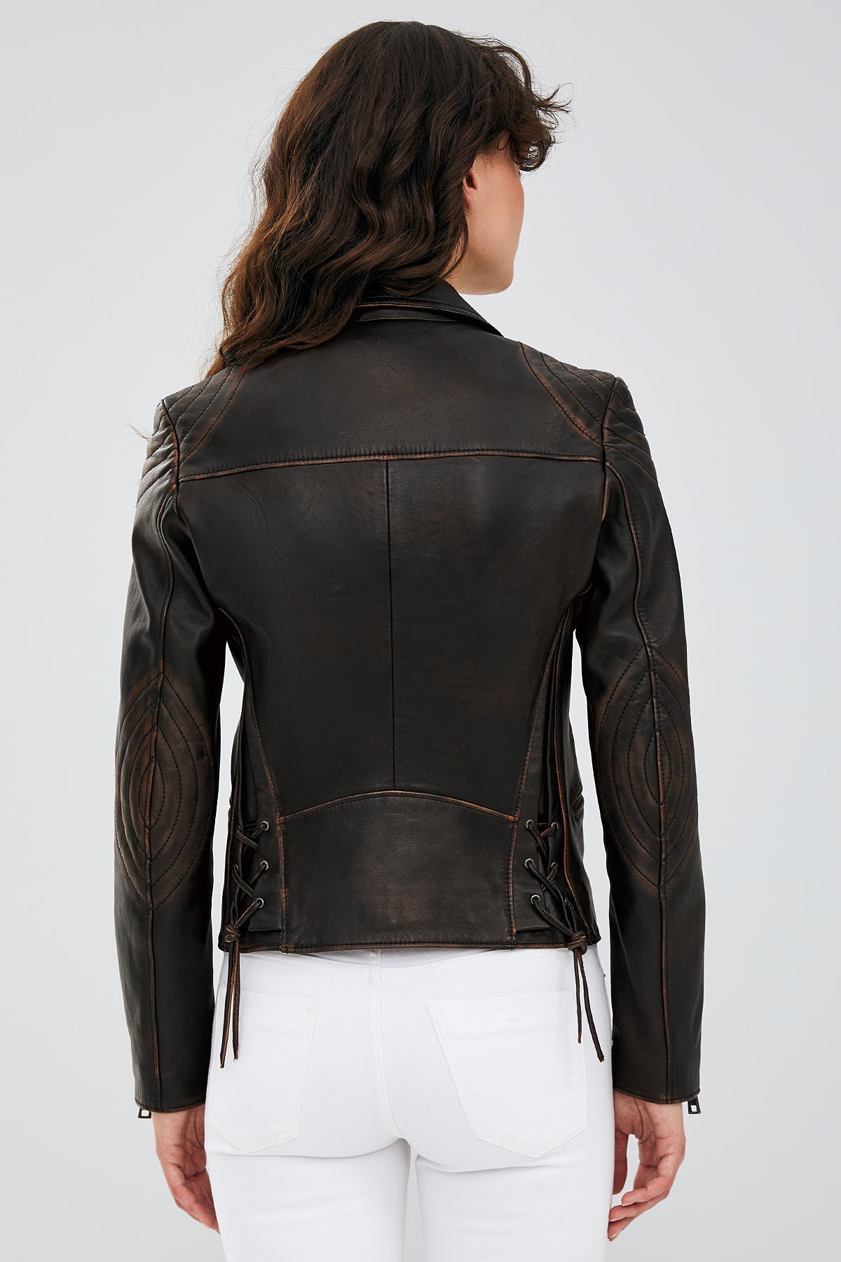 Xuma Brown Biker Leather Jacket