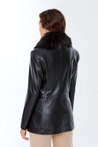 Noella Women's Black Fur Leather Jacket