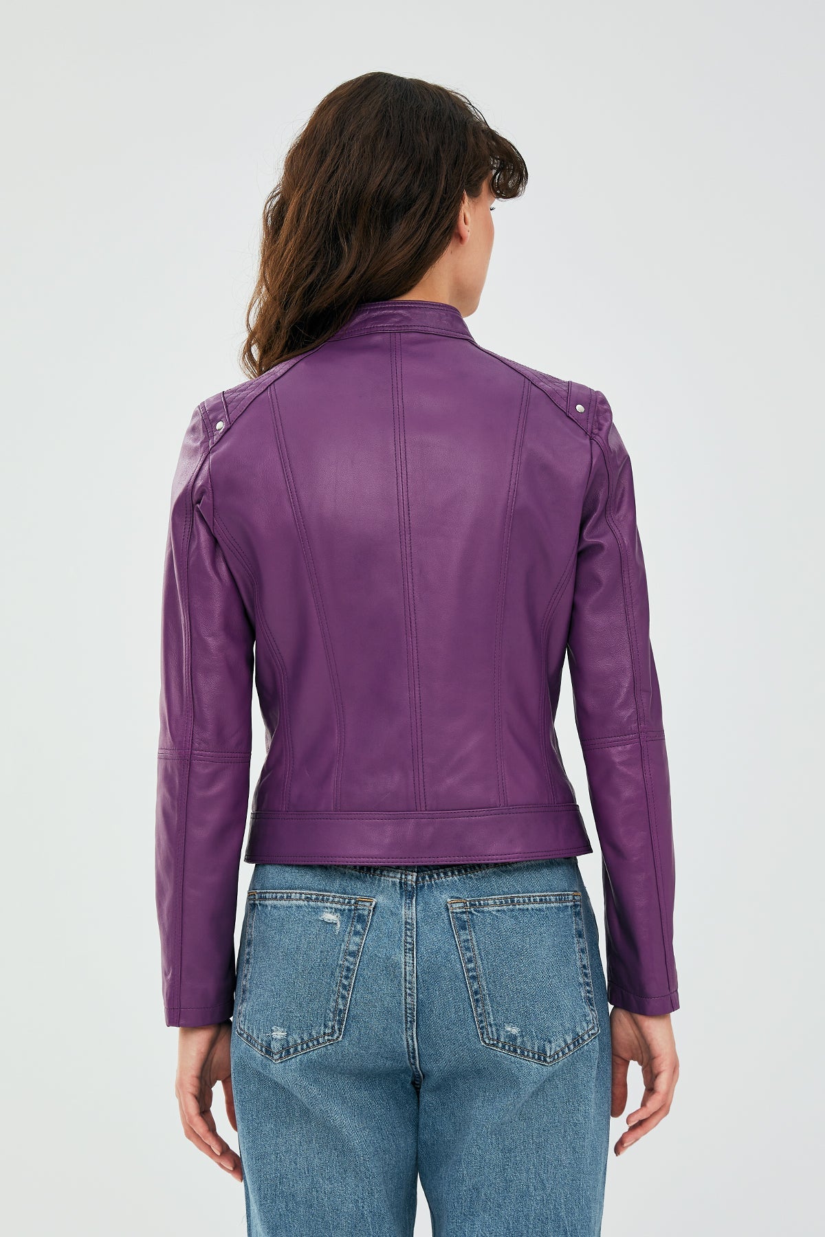 Sonia Women's Purple Leather Jacket