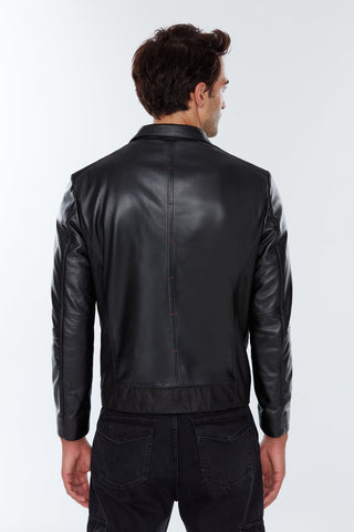 Timmoty Men's Black Leather Jacket