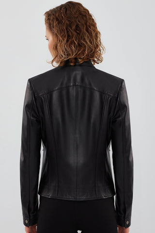 Marlyn Women's Black Short Leather Jacket