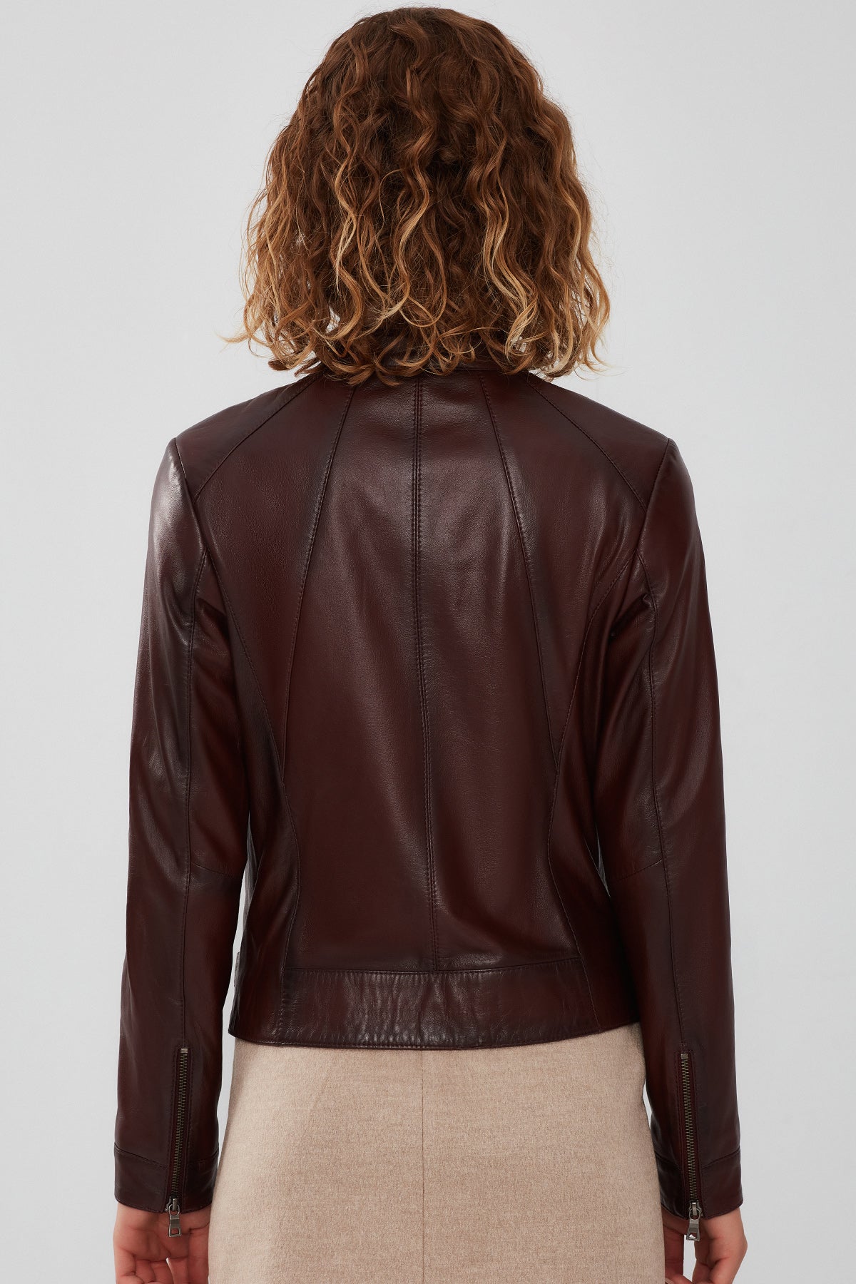 Kim Women's Brown Short Leather Jacket