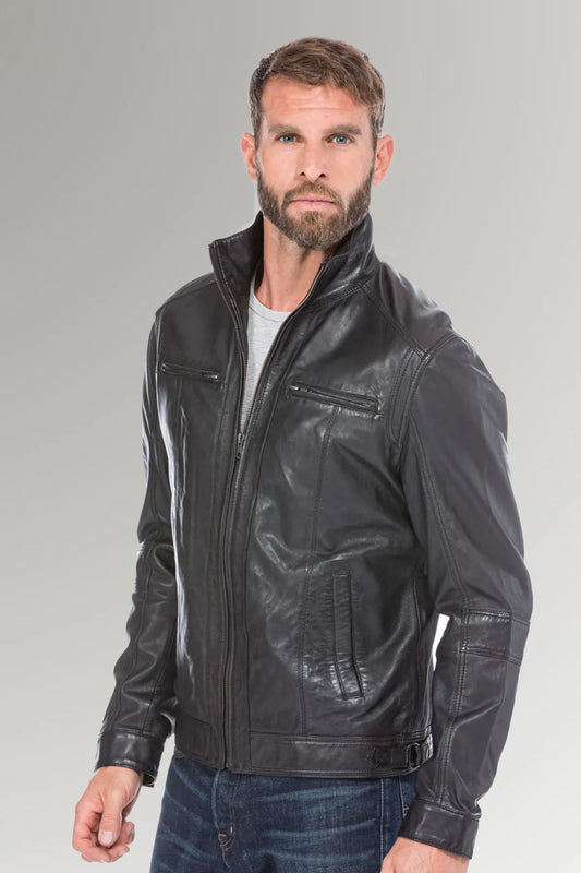 Men's Biker Waxed Classical Leather Jacket