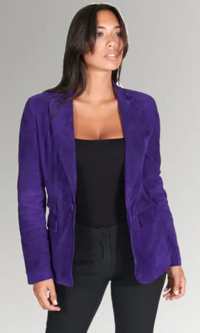 Purple Suede Leather Blazer
