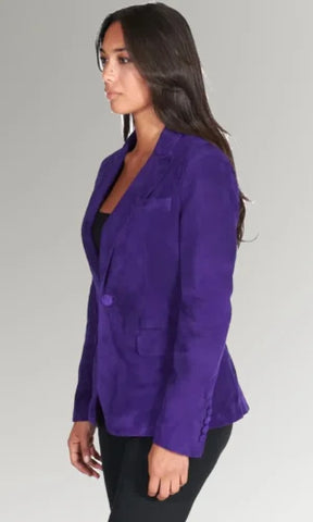 Purple Suede Leather Blazer