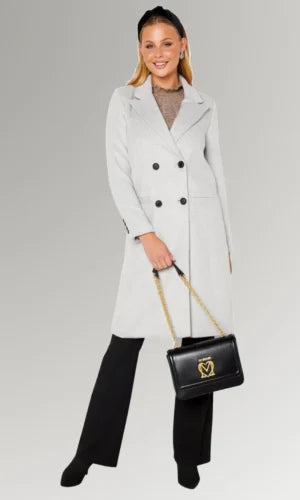 Women's Grey Trench Buttoned Coat