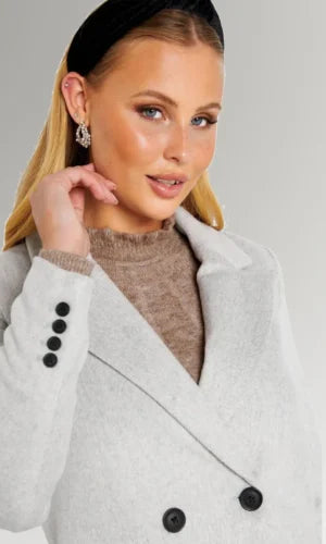 Women's Grey Trench Buttoned Coat