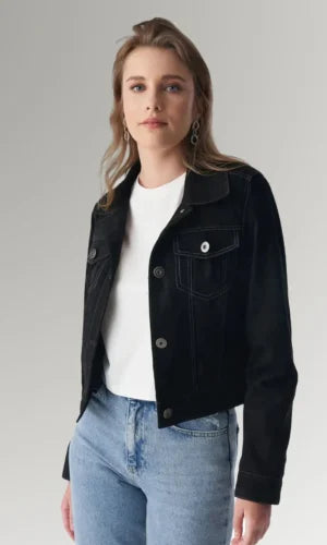 Women's Black Suede Stylish Leather Jacket