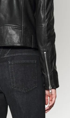 Women's Black Biker Genuine Leather Jacket