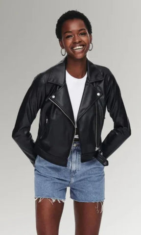 Women's Black Moto Leather Jacket