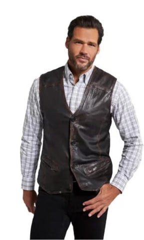 Keith Powell Waxed Leather Vest Coat