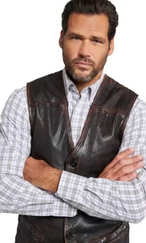 Keith Powell Waxed Leather Vest Coat