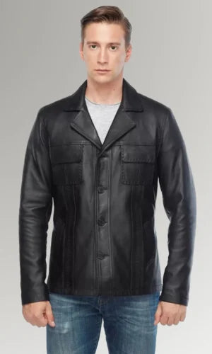 Black Full-Grain Blazer stylish Leather Jacket