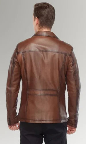 Stylish Brown Distressed Vintage Waxed Leather Coat