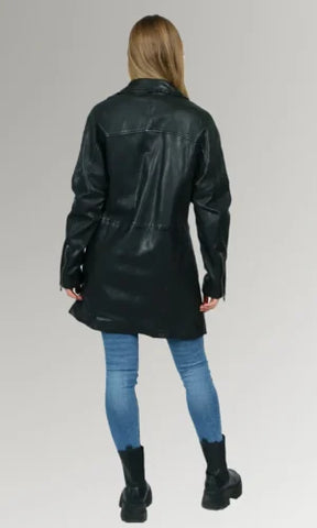 Women's Black Biker Leather Coat