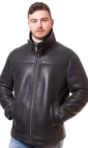Octavio Zayne Leather Jacket With Shearling Collar
