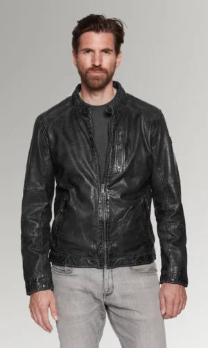 Men's Waxed Biker Leather Jacket