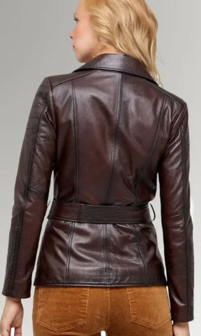 Dark Brown Women 's Leather Jacket