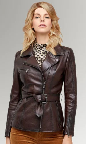 Dark Brown Women 's Leather Jacket