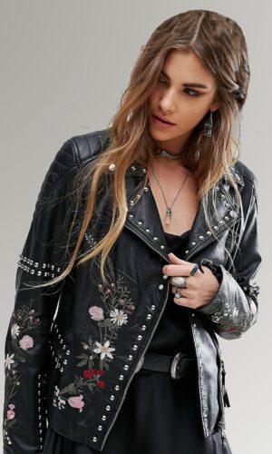 Women's Black Studded Leather Jacket