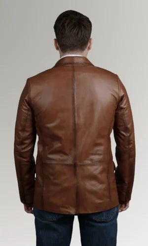 Men's Waxed Leather Blazer Coat