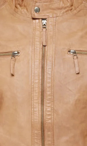 Men's Brown Waxed Leather Slim Fit Biker Jacket