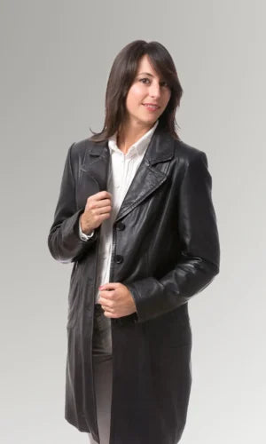 Women's Full Length Lambskin Leather Trench Coat