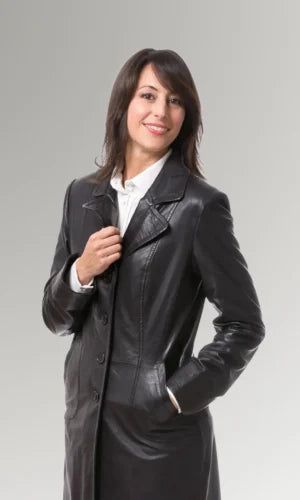 Women's Full Length Lambskin Leather Trench Coat