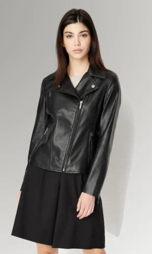 Women's Black Cafe Racer Fashionable Leather Jacket