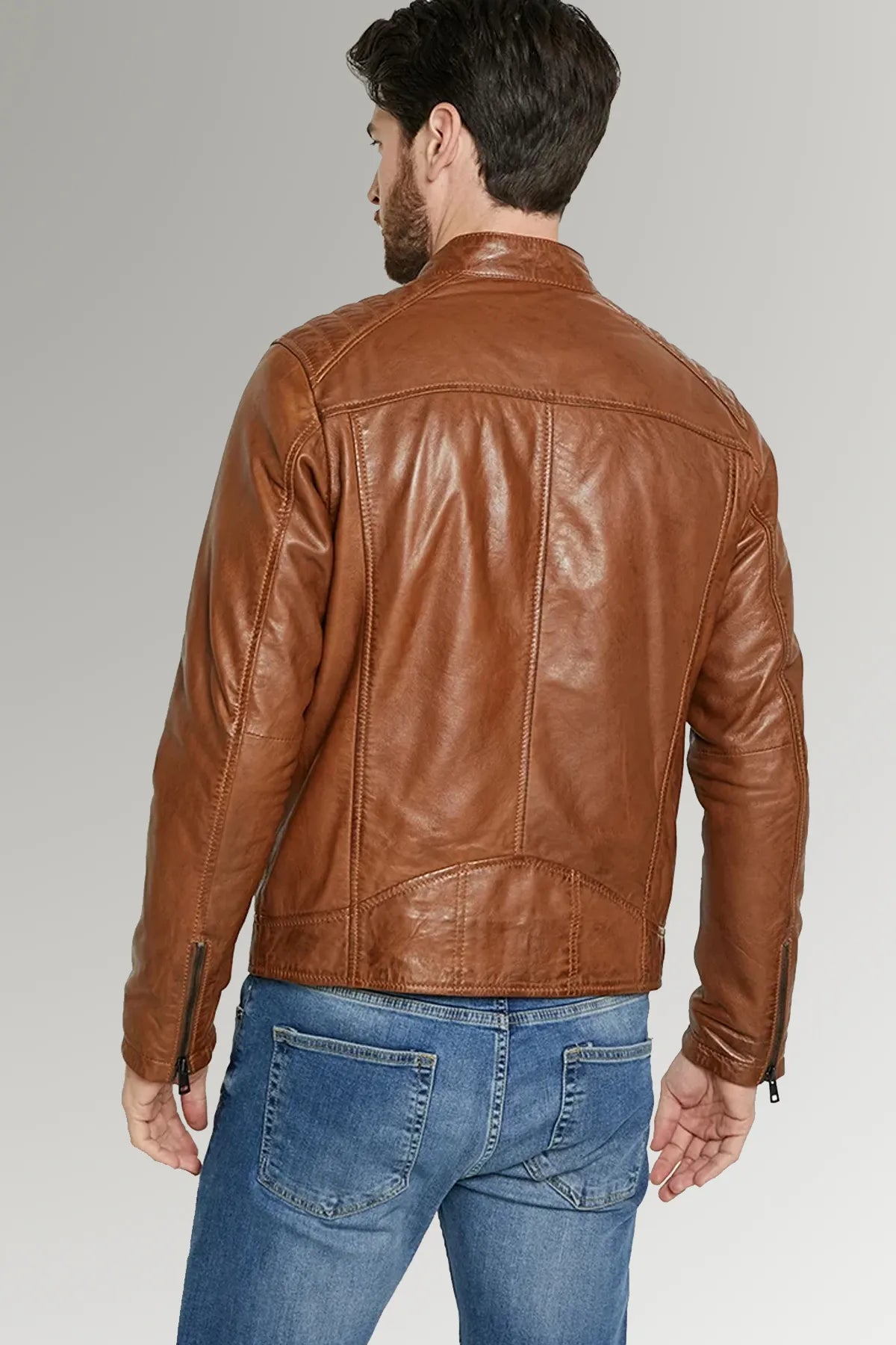 Men's Brown Hooded Motorcycle Leather Jacket