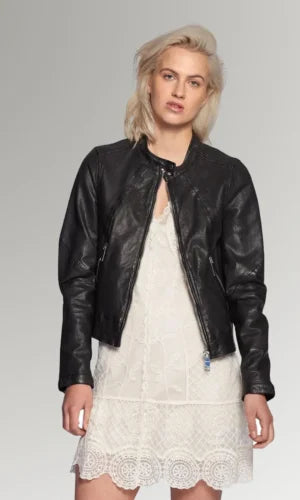 Women's Black Moto Leather Jacket