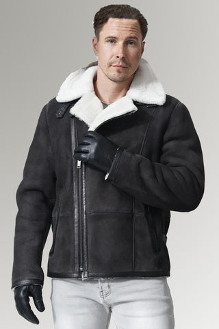 Bomber Shearling White Fur Leather Jacket