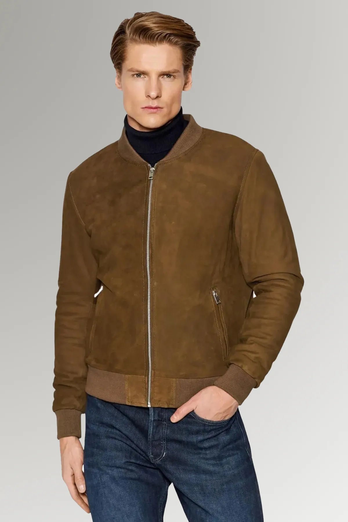 Men's Brown Ripped suede Leather Jacket
