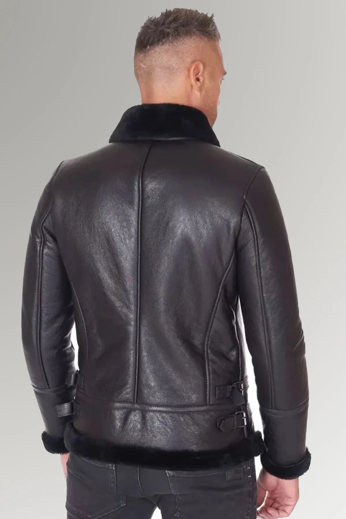Men's Shearling Aviator Bomber Leather Jacket